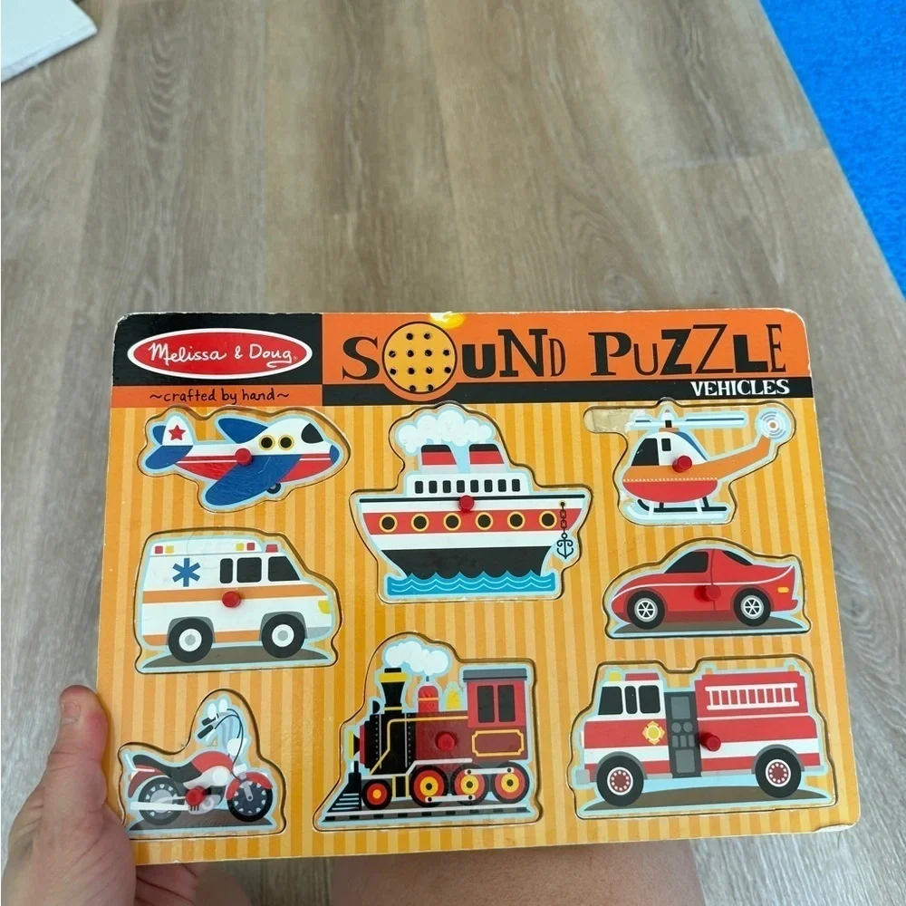 Vintage Melissa & Doug wooden puzzles sounds magnetic animals bugs vehicles baby